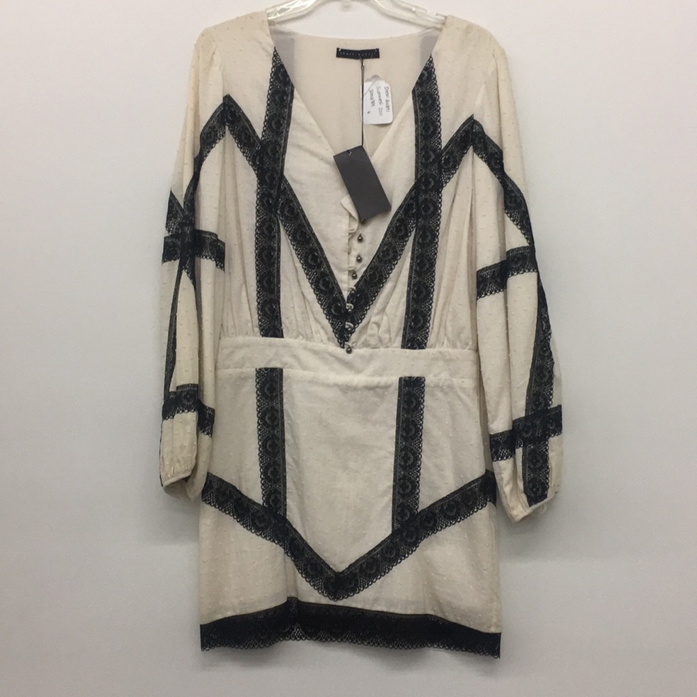 Sheri Bodell Cream Dress with Black Trim